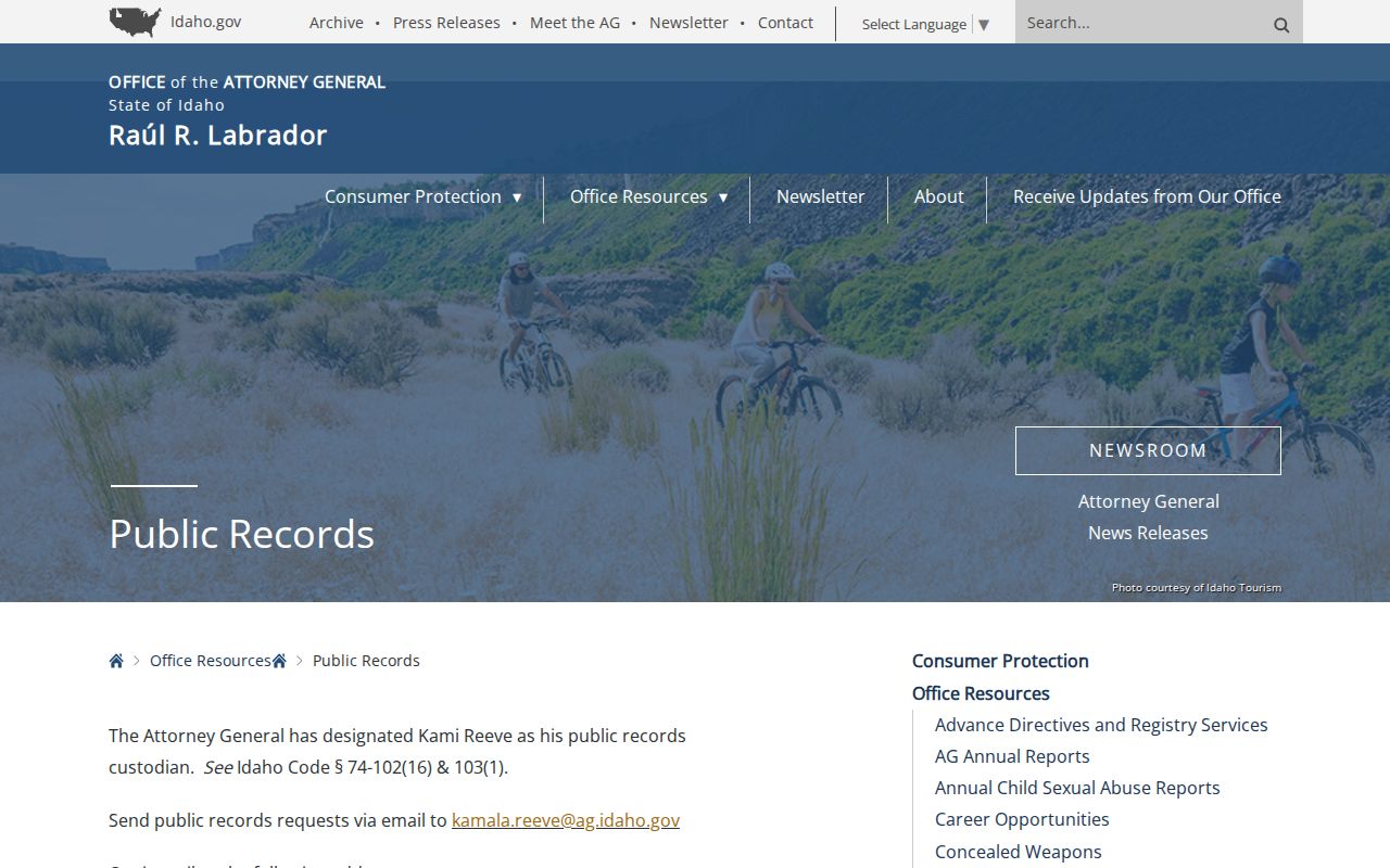 Idaho court records and Attorney General public records procedures