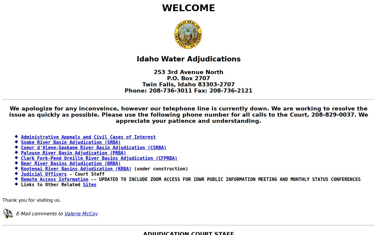 Idaho court system water adjudication resources