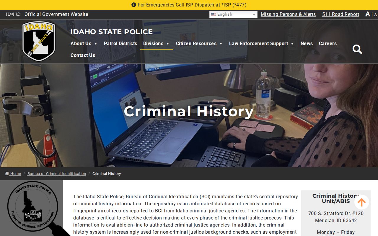 Idaho criminal court records BCI Idaho only history instructions