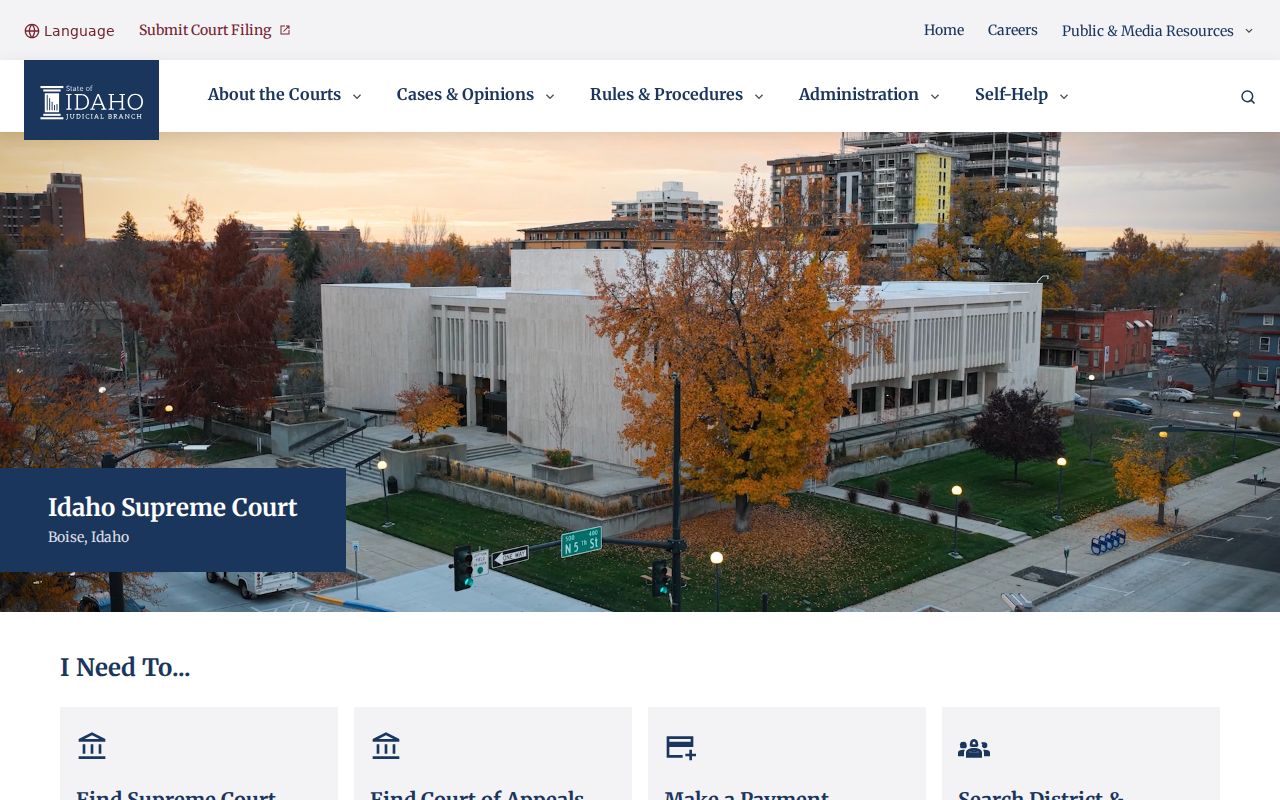Idaho court records Judicial Branch services homepage